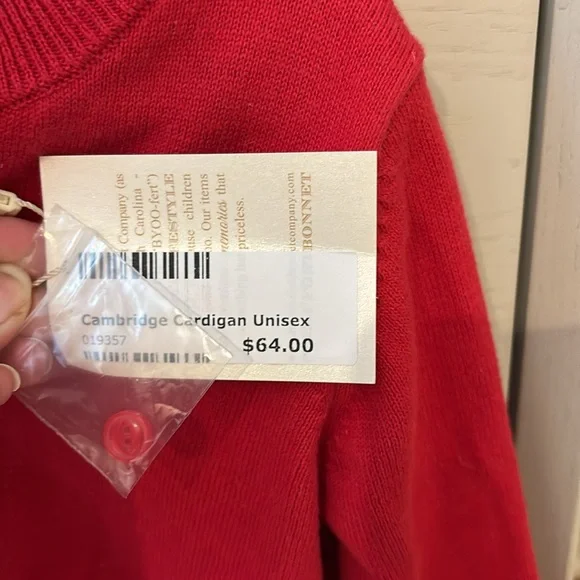 TBBC red cardigan sweater 18-24 months unisex NWT - Picture 3 of 3